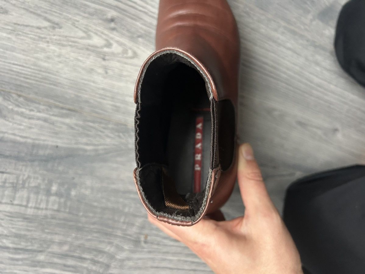 Prada Prada Brown Leather Chelsea Boots Size US 6 / EU 39 - 14 Thumbnail