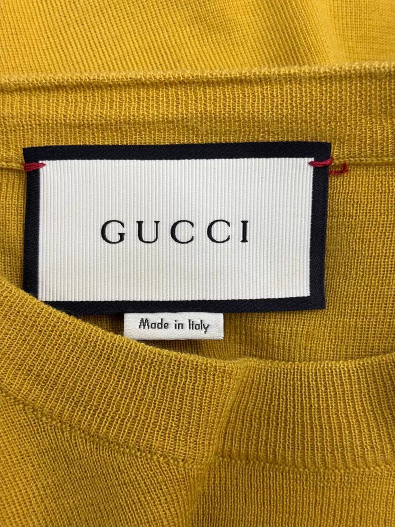 Gucci Gucci Yellow stitching striped wooden ear knitted short-sl Size S / US 4 / IT 40 - 4 Thumbnail