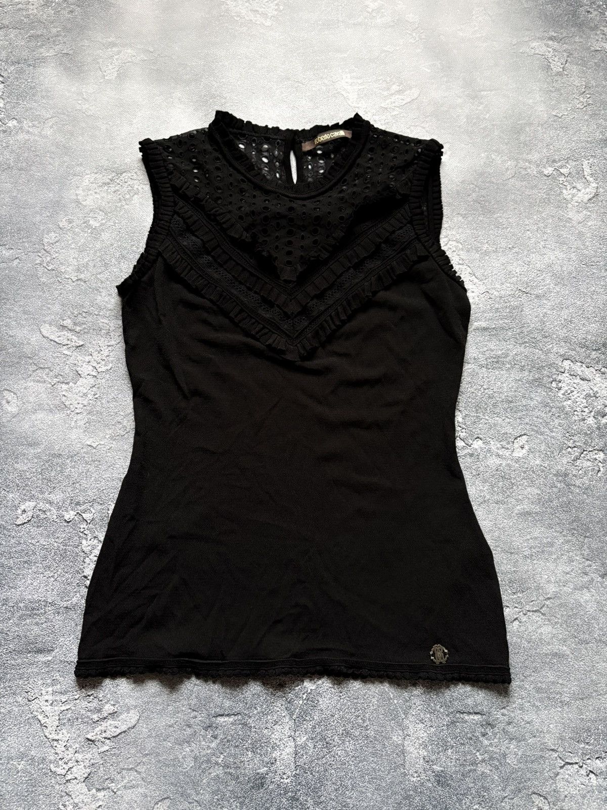 Roberto Cavalli Vintage Roberto Cavalli Luxury Embroidered Mesh Tank Top Size M / US 6-8 / IT 42-44 - 2 Thumbnail
