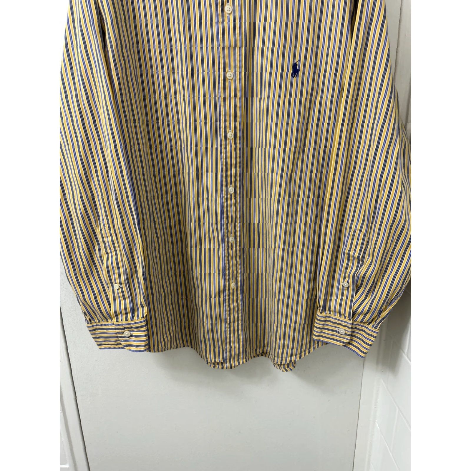 Polo Ralph Lauren VINTAGE Ralph Lauren Shirt Mens 2XL Yellow Blue Striped Classic Fit Button Down L/S Size US XXL / EU 58 / 5 - 3 Thumbnail