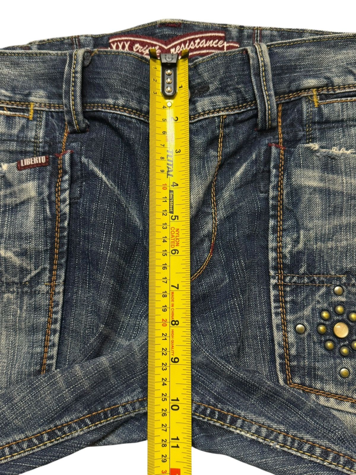 Tornado Mart Vintage 90s Liberto Blue Faded Wash Paint Distress Wide Leg Size US 34 / EU 50 - 12 Thumbnail