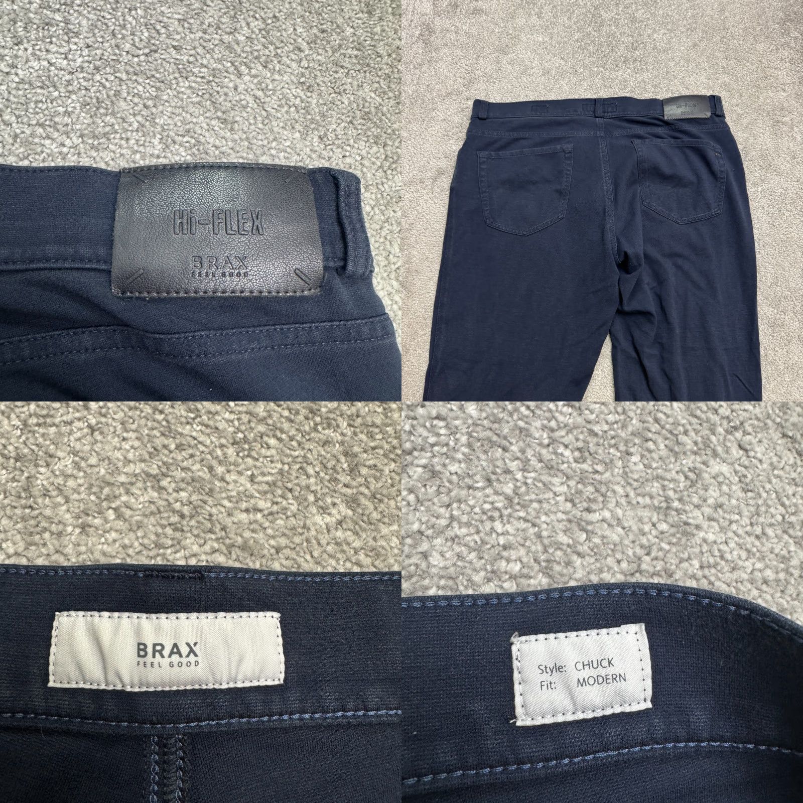 BRAX Brax Hi-Flex Chuck Soft Chino Pants Mens 36x34 Navy Blue Straight Leg Stretch Regular 5-Pocket Design Mens Size US 36 / EU 52 - 8 Thumbnail