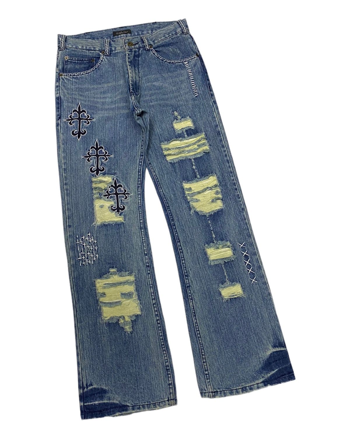 If Six Was Nine × Tornado Mart TORNADO MART FLARE CROSS CHROME HEARTS DISTRESS FLARE DENIM Size US 30 / EU 46 - 2 Thumbnail