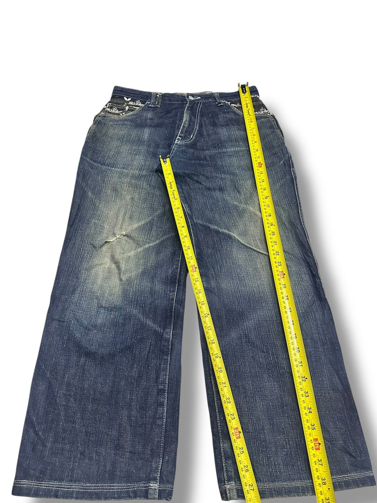 Japanese Brand TheStyleKey Embroidered Vintage Jean Baggy Loose Style Faded Size US 33 - 16 Thumbnail
