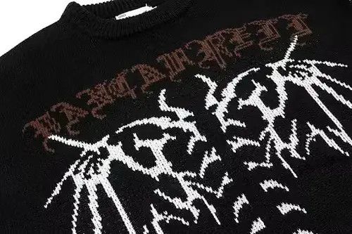 Aran Isles Knitwear × Hypebeast × Japanese Brand Distressed Gothic Skeleton Print Knitwear Size US L / EU 52-54 / 3 - 3 Thumbnail