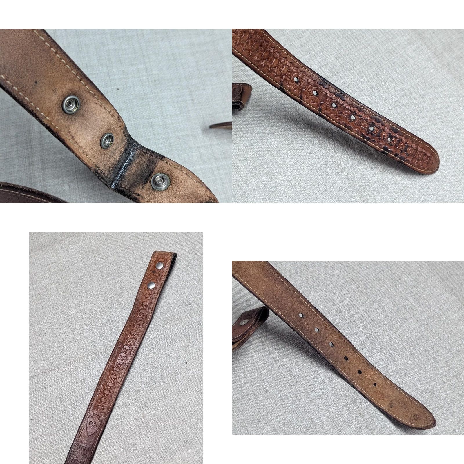 Vintage VINTAGE Handcrafted Western Belt Tooled Buckle 1-1/2" Brown Leather Full Grain Cowhide 32 Men Size 32 - 8 Thumbnail