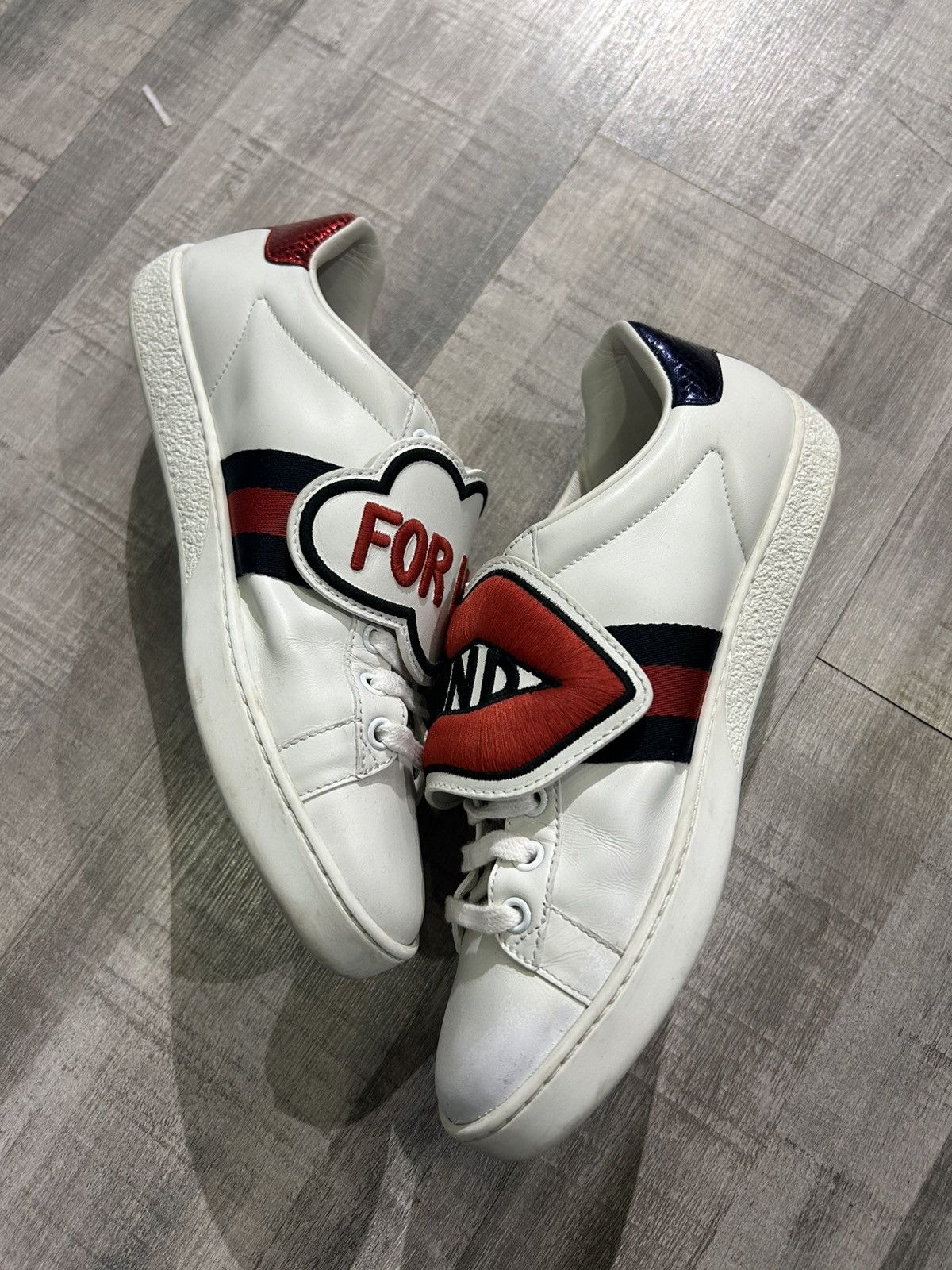 Gucci Gucci Ace "Blind For Love" Flatbottom Sneaker Size US 5 / EU 37 - 3 Thumbnail