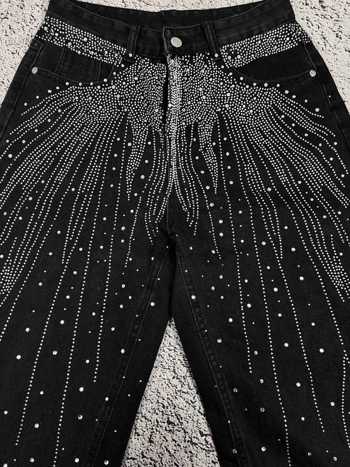Japanese Brand Japanese Y2K Rhinestone Baggy Jeans Black Wide Leg Denim Size 30" / US 8 / IT 44 - 5 Thumbnail