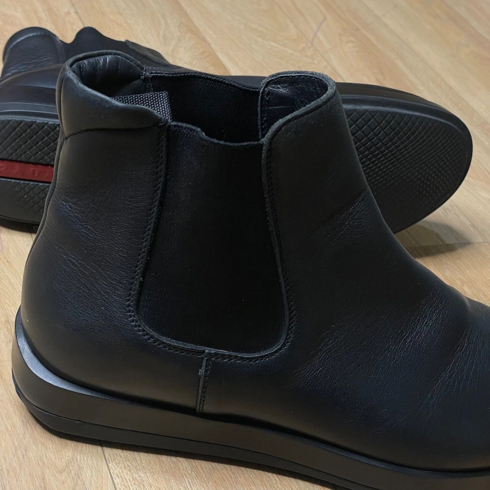 Prada Prada Men’s Black Leather Chelsea Ankle Boots Slip-On Size US 9.5 / EU 42-43 - 6 Thumbnail