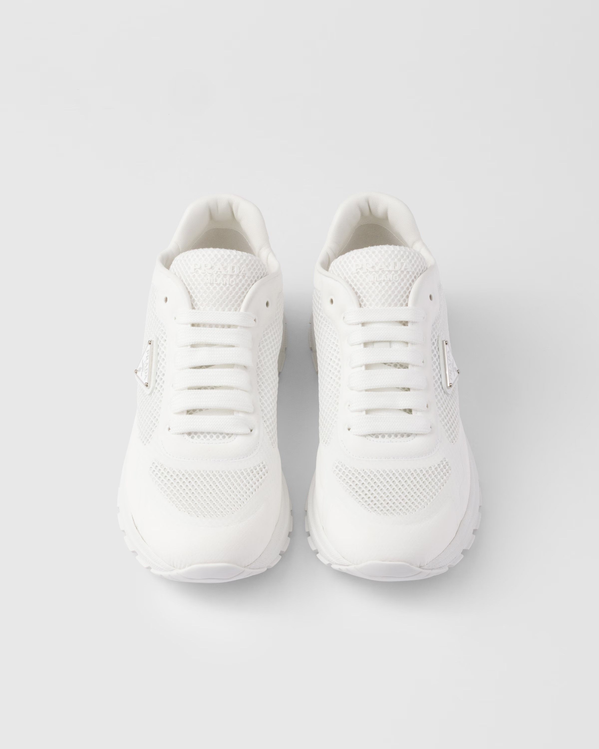 Prada o1B3y1r0526 Prax 2.0 Fabric and Mesh Sneakers in White Size US 9 / IT 39 - 3 Thumbnail