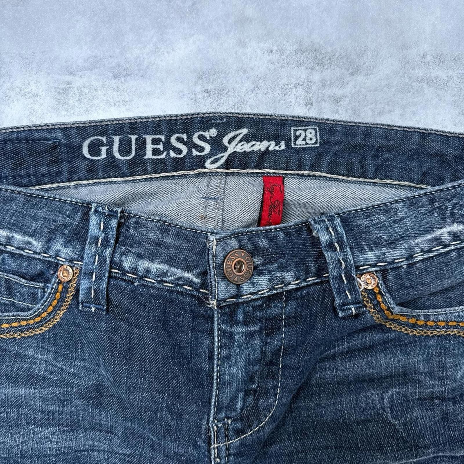 Guess Y2K Guess 00s Denim Flared Embroidered Jeans Size 27" / US 4 / IT 40 - 3 Thumbnail