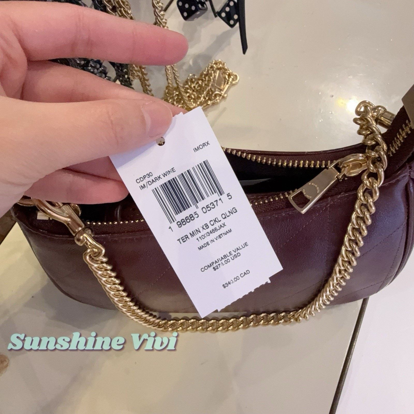 Coach NWT Coach Teri Mini Crossbody Bag Quilting CDP30 Dark Wine Size ONE SIZE - 2 Thumbnail
