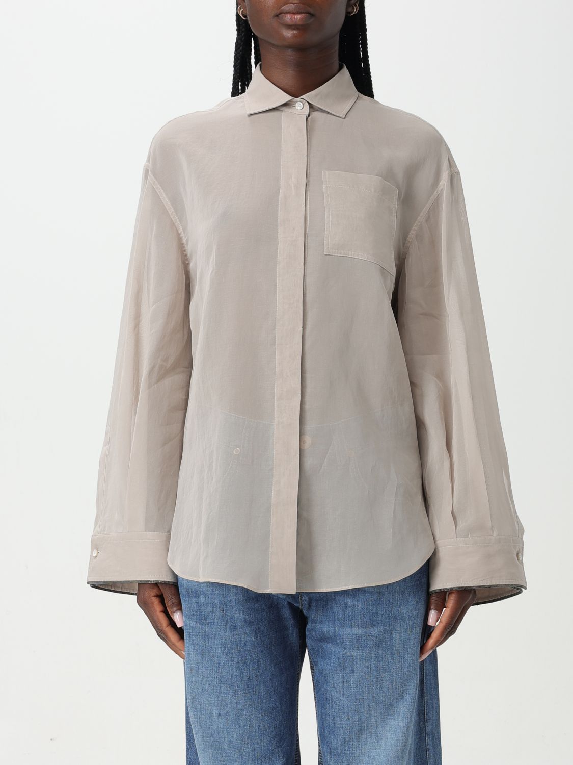 image of Brunello Cucinelli Shirt Woman Beige, Women's (Size XS)