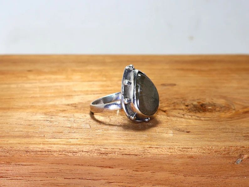 Handmade Handmade Rutile Quartz Sterling Silver Ring: Statement Ring Size ONE SIZE - 3 Thumbnail