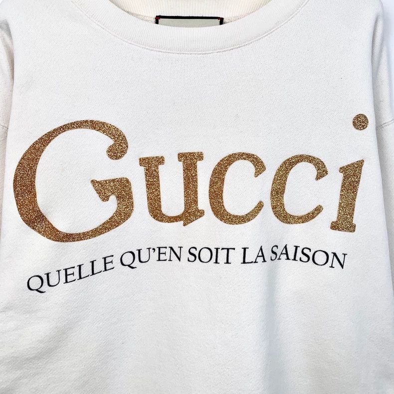 Gucci Gucci White logo letter printed cotton round-neck long-slee Size US S / EU 44-46 / 1 - 4 Thumbnail