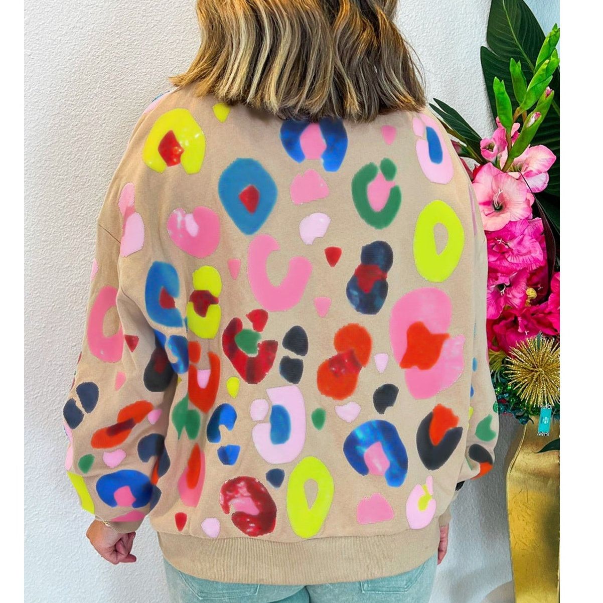 Other Multicolor Leopard Printed Drop Shoulder Pullover Sweatshirt Size L / US 10 / IT 46 - 2 Thumbnail