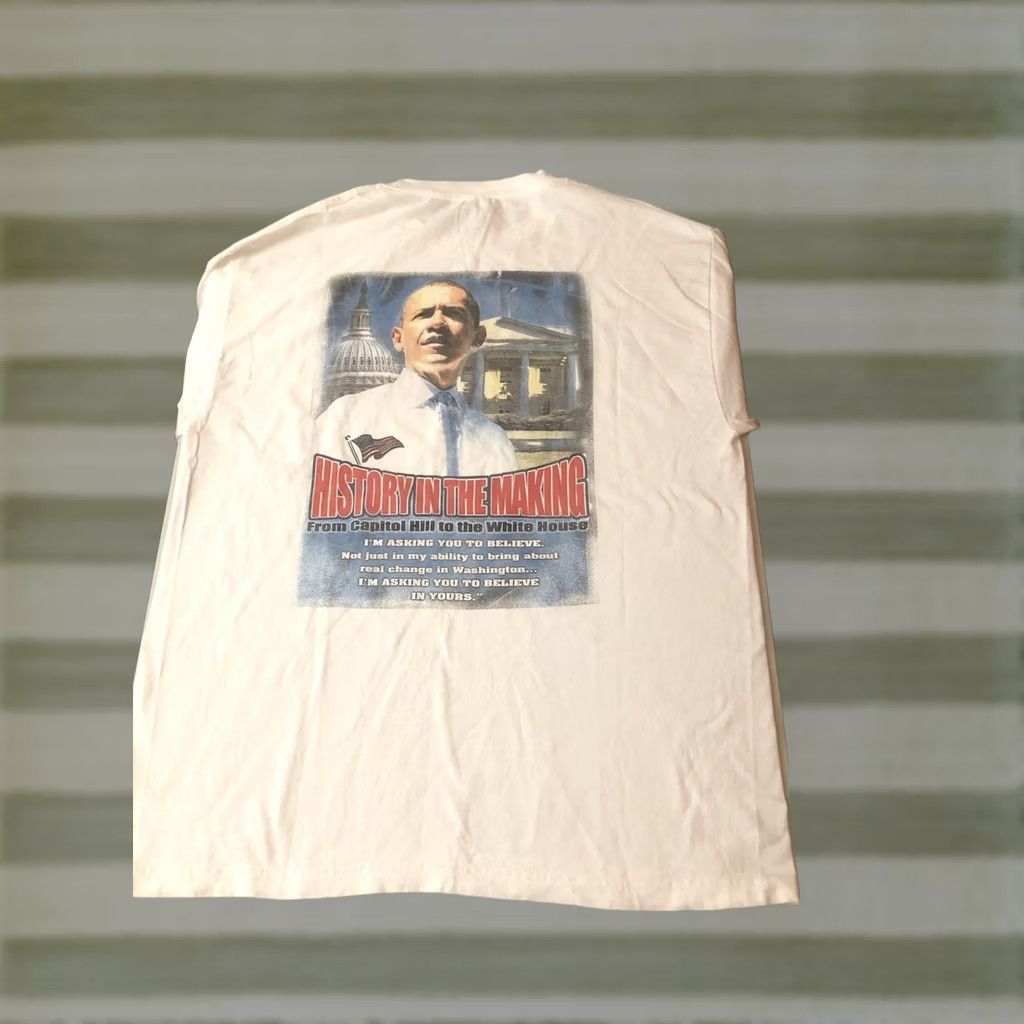 Doublet Barack Obama History In The Making DNC Election T Shirt Double Sided XL White Cotton Graphic Print Mens T-Shirt Size US XL / EU 56 / 4 - 1 Thumbnail