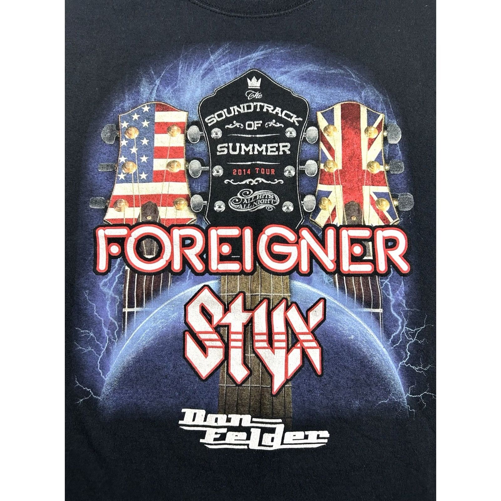 Delta 2014 Foreigner Styx Don Felder Soundtrack Of America Tour shirt 2XL Black Men T-Shirt Graphic Print - Delta Pro Weight Size US XXL / EU 58 / 5 - 2 Thumbnail