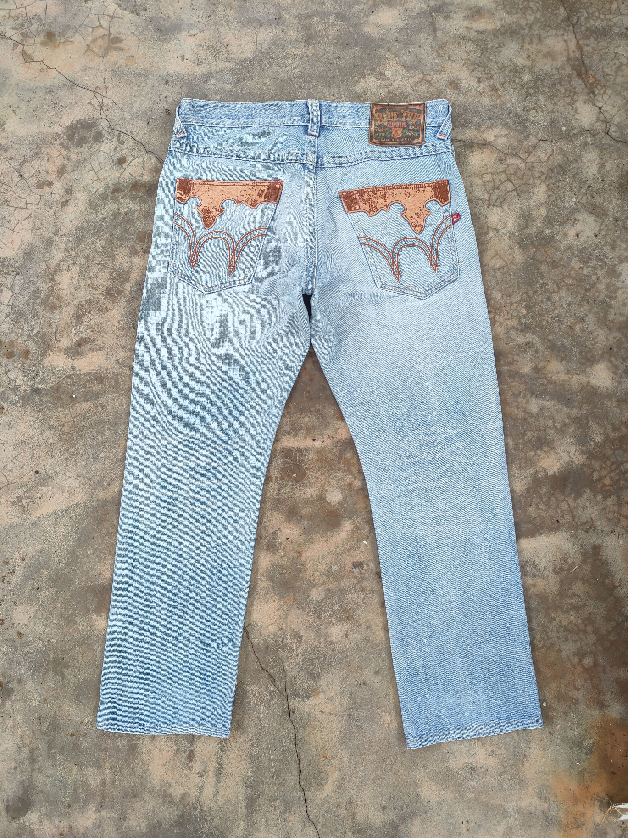 Edwin VTG EDWIN 90' BLUE TRIP FADED RIPPED JEANS DENIM PANTS Size US 36 / EU 52 - 1 Thumbnail