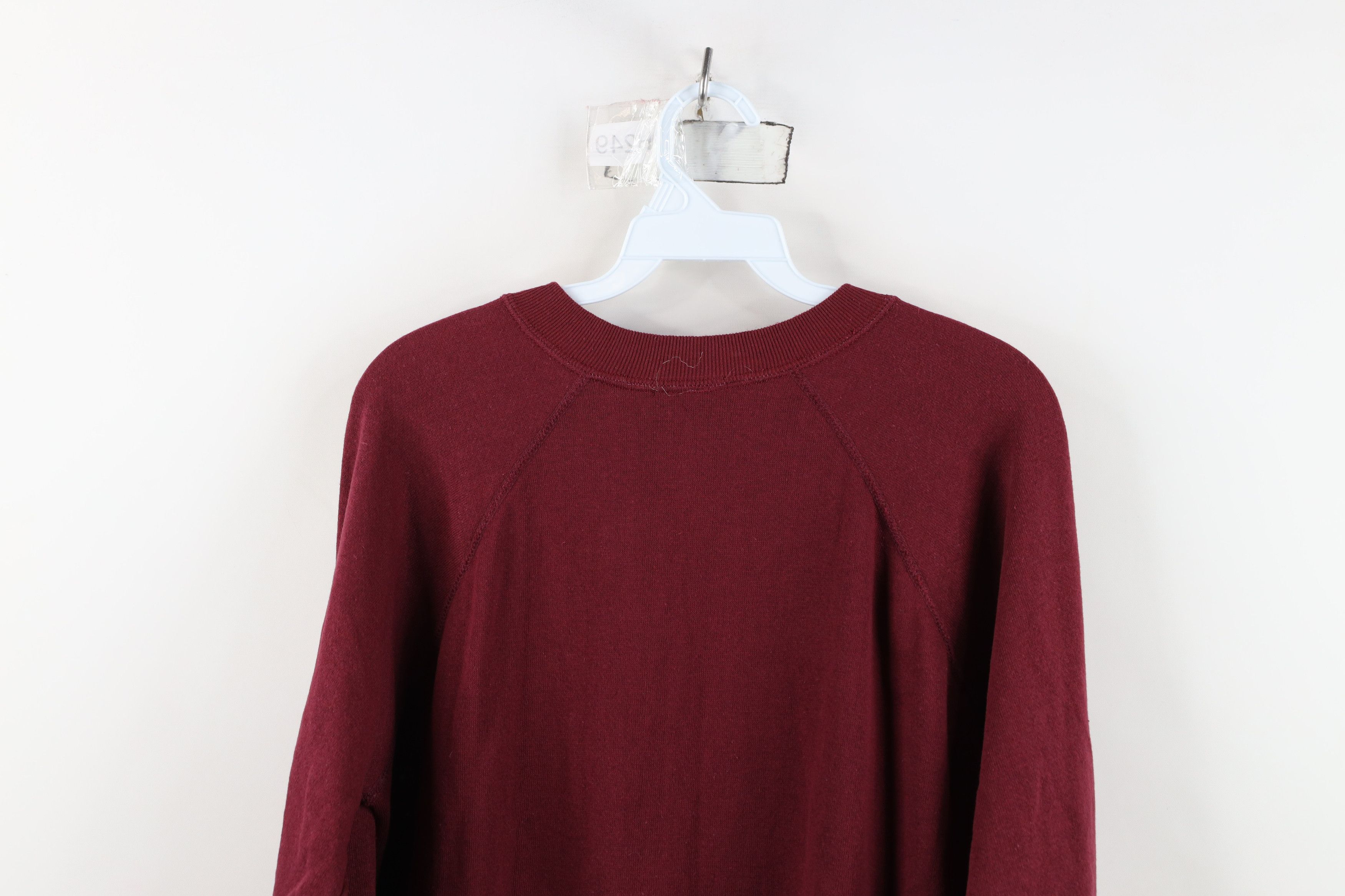 Vintage Vintage 70s 80s Streetwear Raglan Sweatshirt Burgundy USA Size L / US 10 / IT 46 - 10 Thumbnail