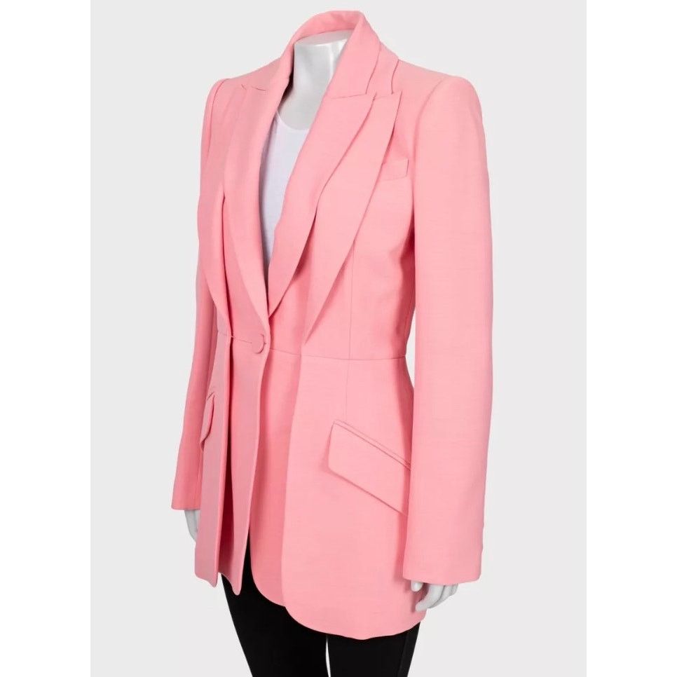 Alexander McQueen Alexander McQueen Double-Collar Pink Wool Blazer - IT42/M Size M / US 6-8 / IT 42-44 - 2 Thumbnail