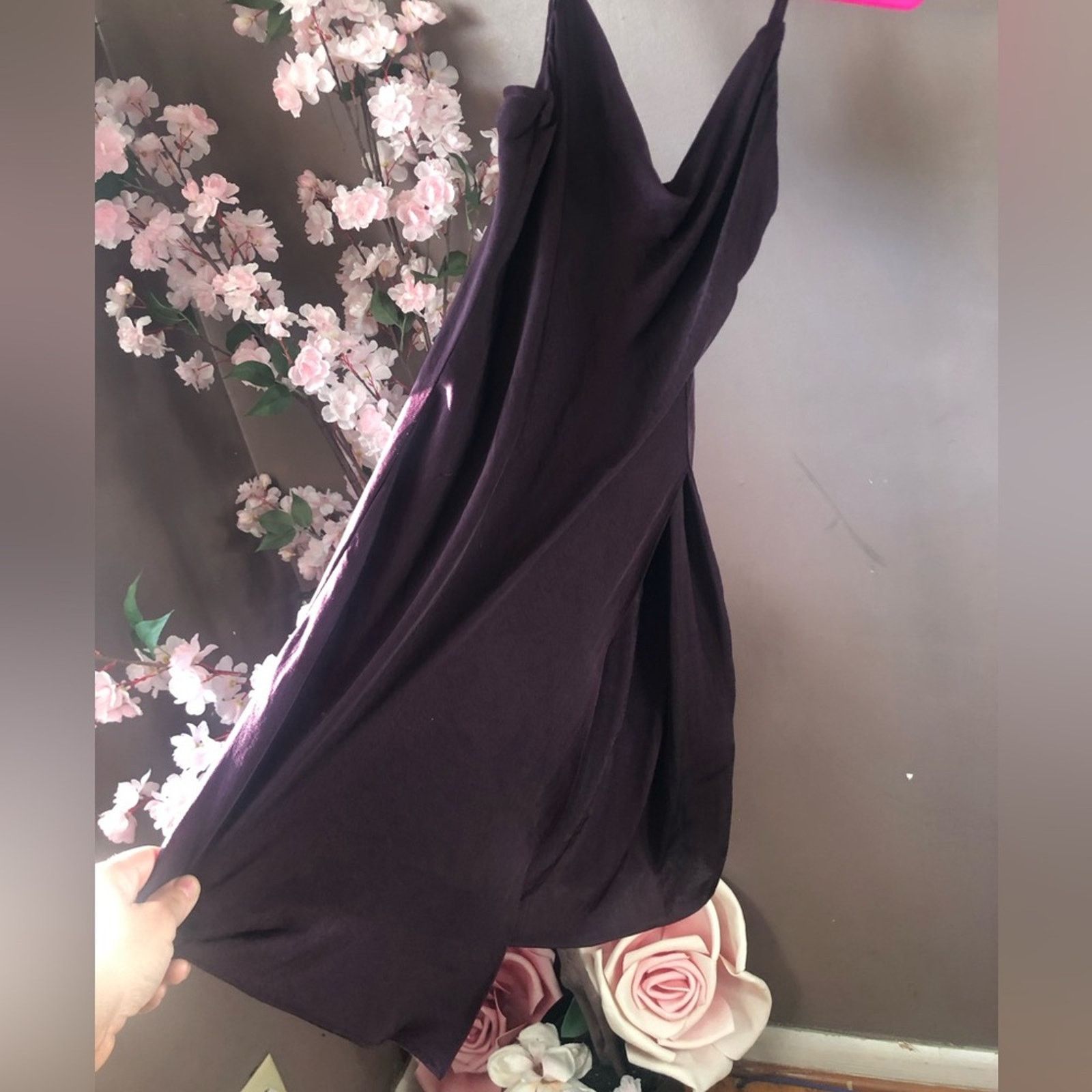 NBDN Nobrandedon Silky slip dress purple with side ruffle and slit. Size M / US 6-8 / IT 42-44 - 3 Thumbnail