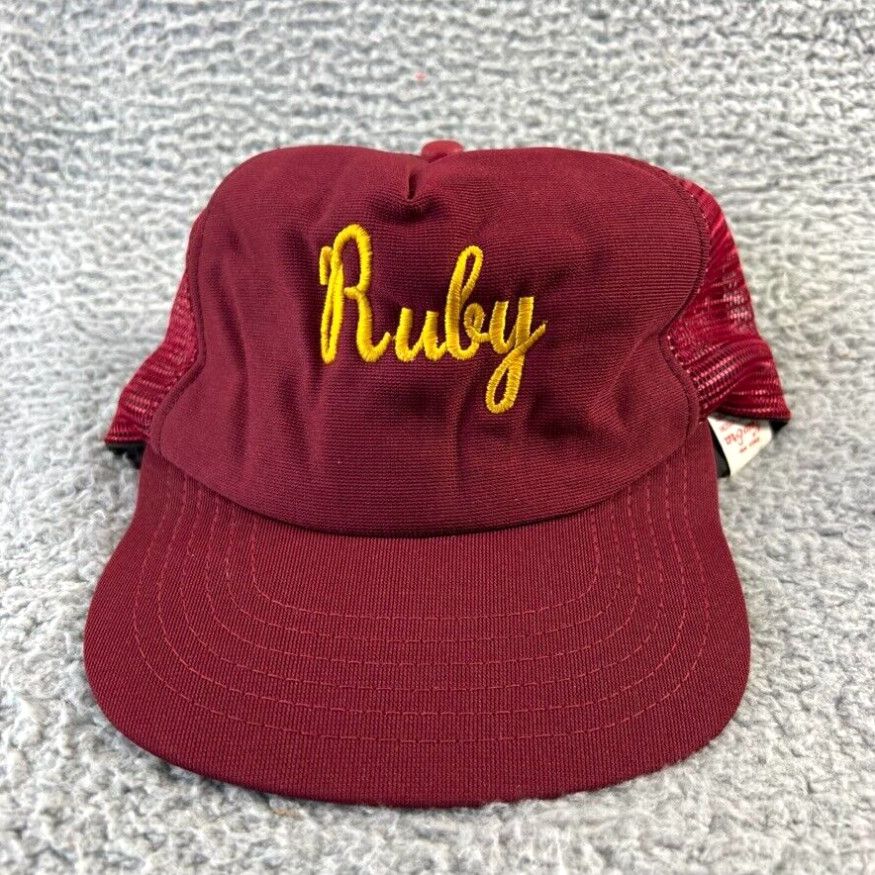 New Era Vintage New Era Snapback Hat Red Yellow Dupont Visor Medium ...