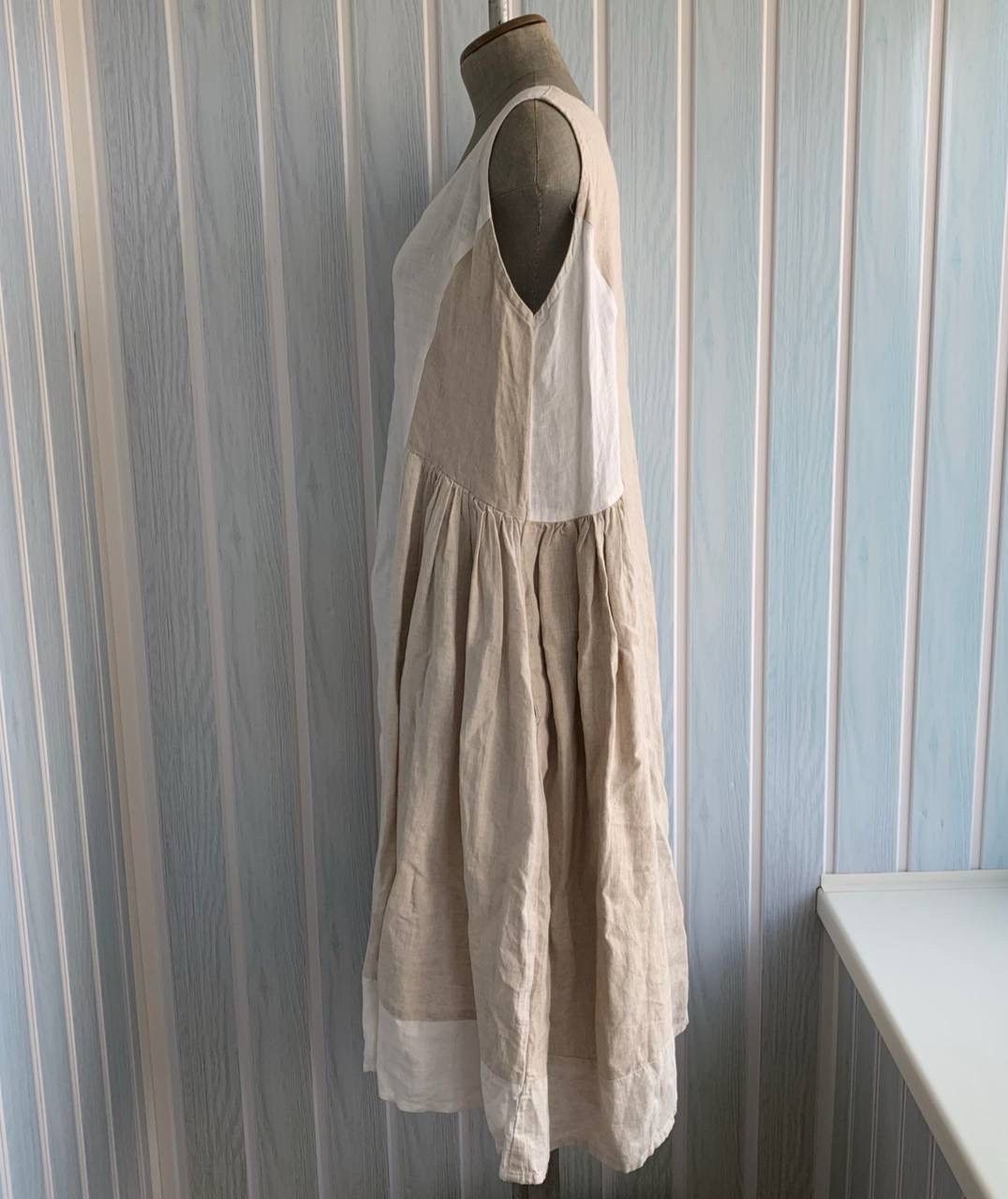 Other Cocon.commerz by Privatsachen Multicolor Linen Flare Dress Size L / US 10 / IT 46 - 4 Thumbnail