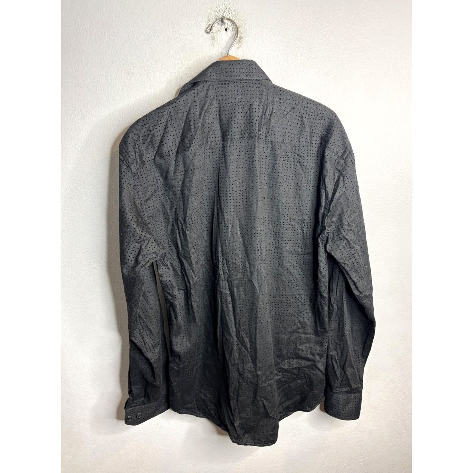 Maceoo Maceoo Shirt Mens M Black Italian Jacquard Long Sleeve Button Front Textured Size US M / EU 48-50 / 2 - 5 Thumbnail