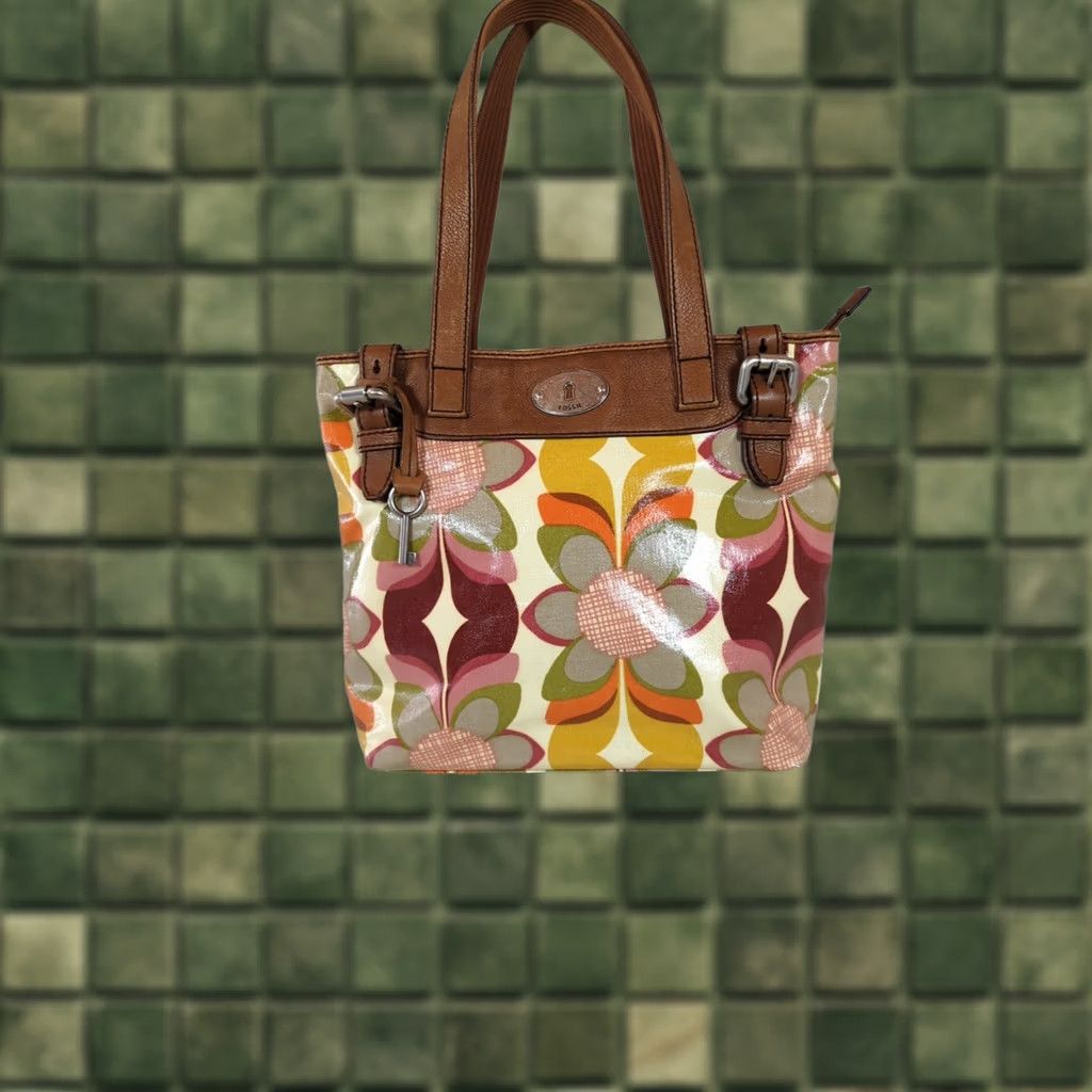 Fossil Fossil Key Per Tote Bag Coated Canvas Multicolor Floral Leather Straps Zip Lined Large Women Boho Hippie Style Digital Notions Size L / US 10 / IT 46 - 1 Thumbnail