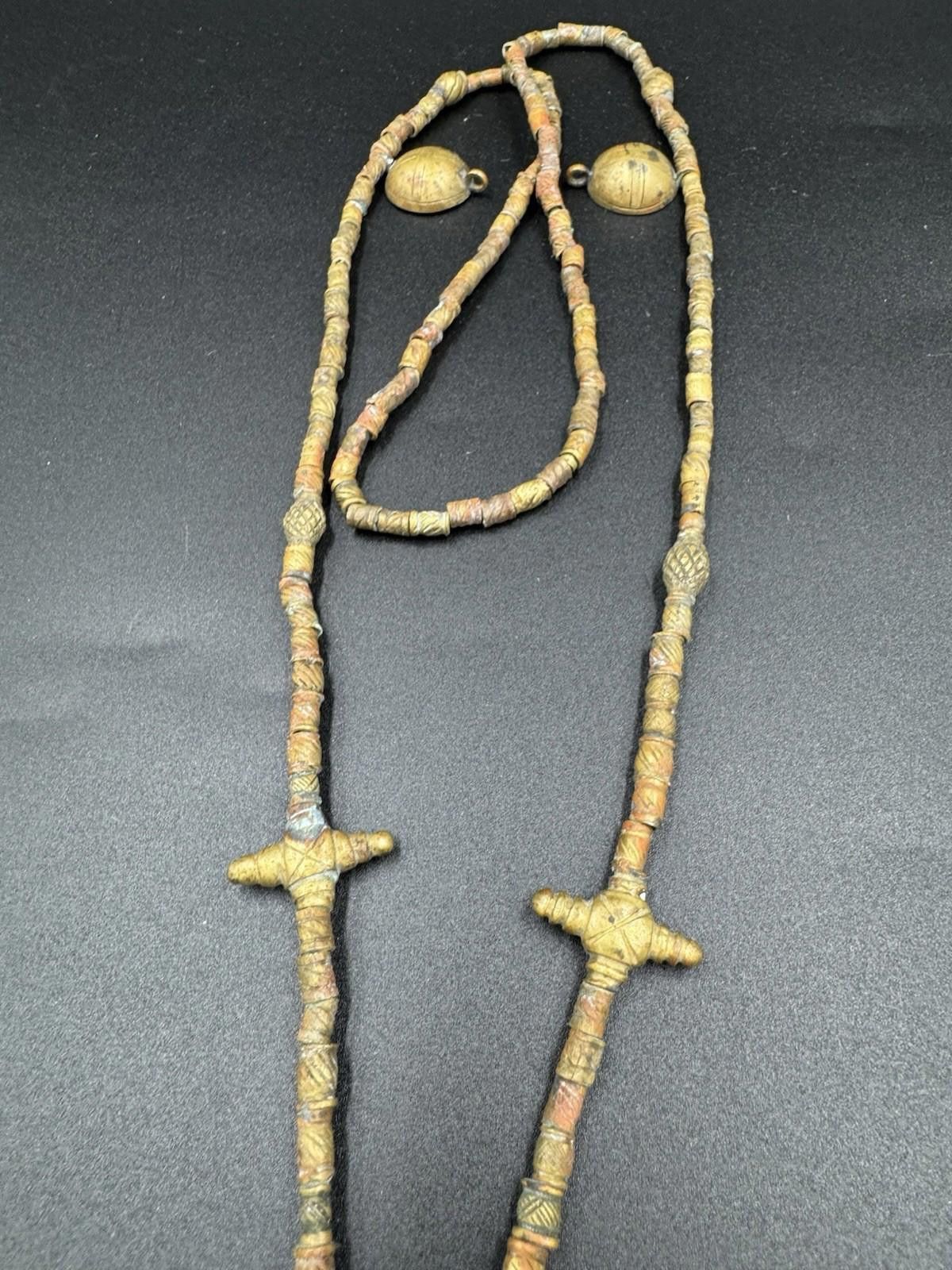 The Unbranded Brand Tuareg Bronze Bead Necklace w/ "de la" Coin Bull Amulet Rare Size ONE SIZE - 5 Thumbnail