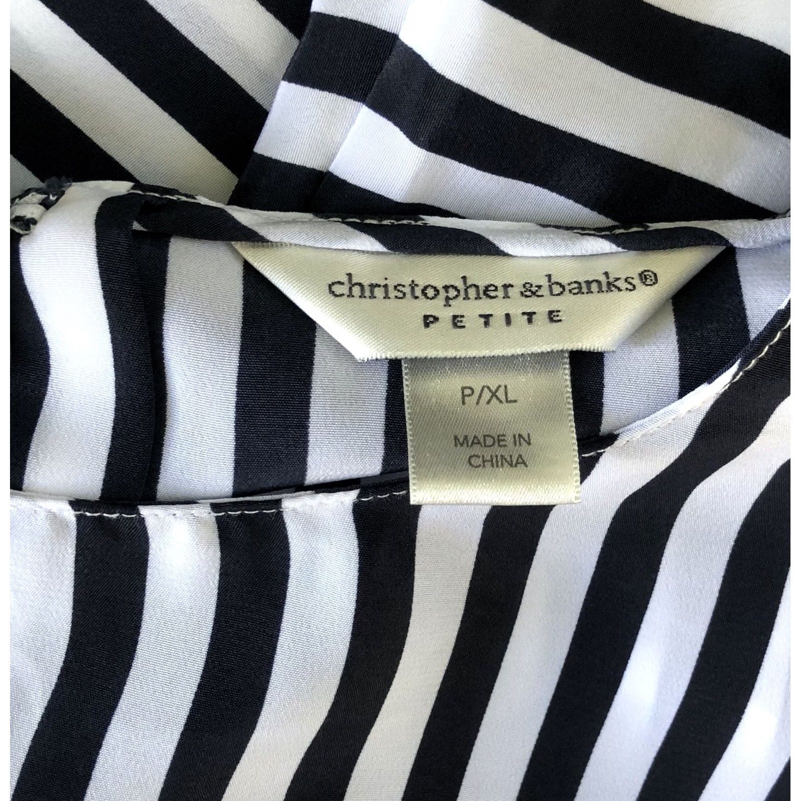 Vintage Christopher Banks Silky Top PXL Blue/Wht Stripe Cuffed sleeve Coastal Capsule Size XL / US 12-14 / IT 48-50 - 4 Thumbnail