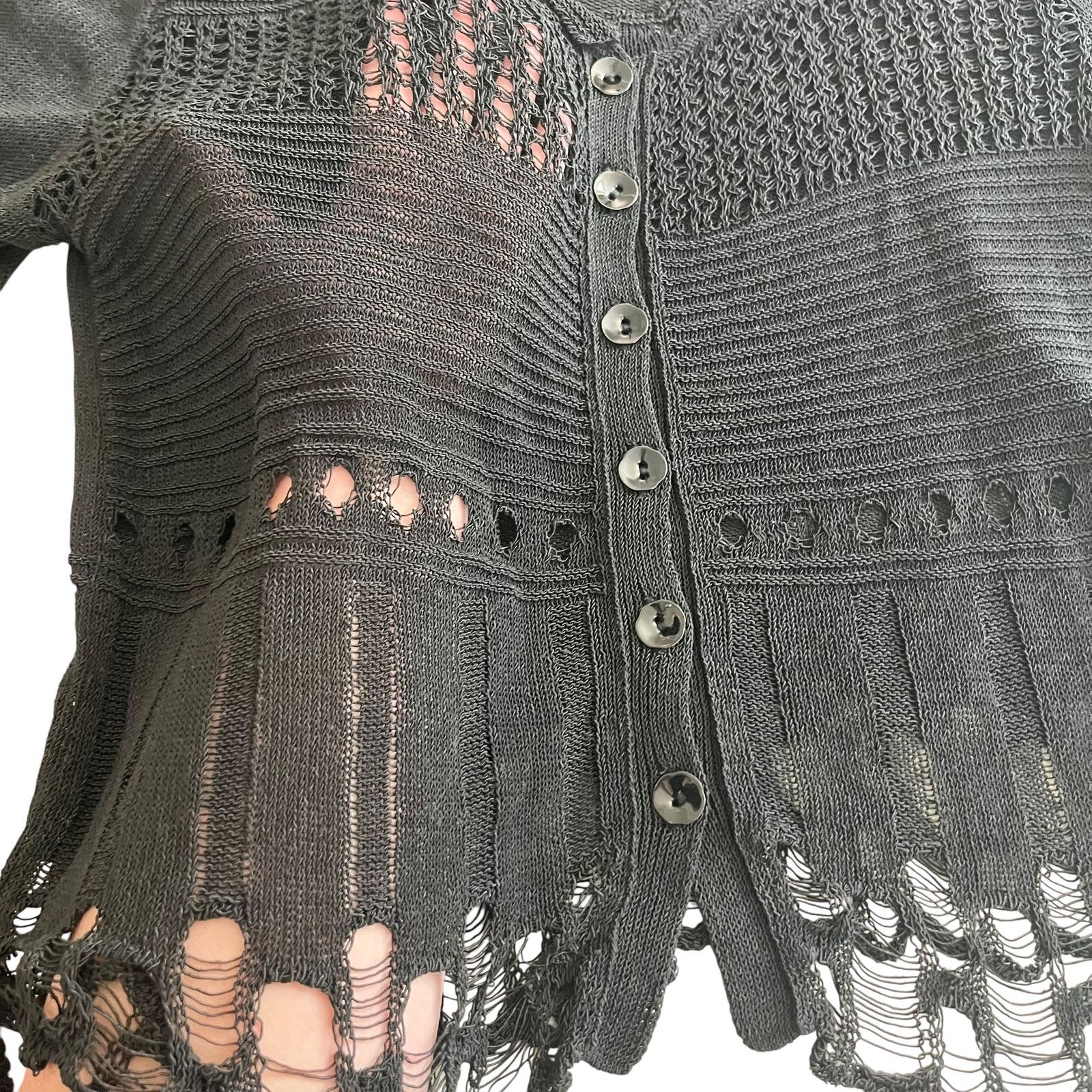 Other Aldomartins Black Semi Sheer Lace Knit Long Sleeve Cardigan Size XL / US 12-14 / IT 48-50 - 6 Thumbnail