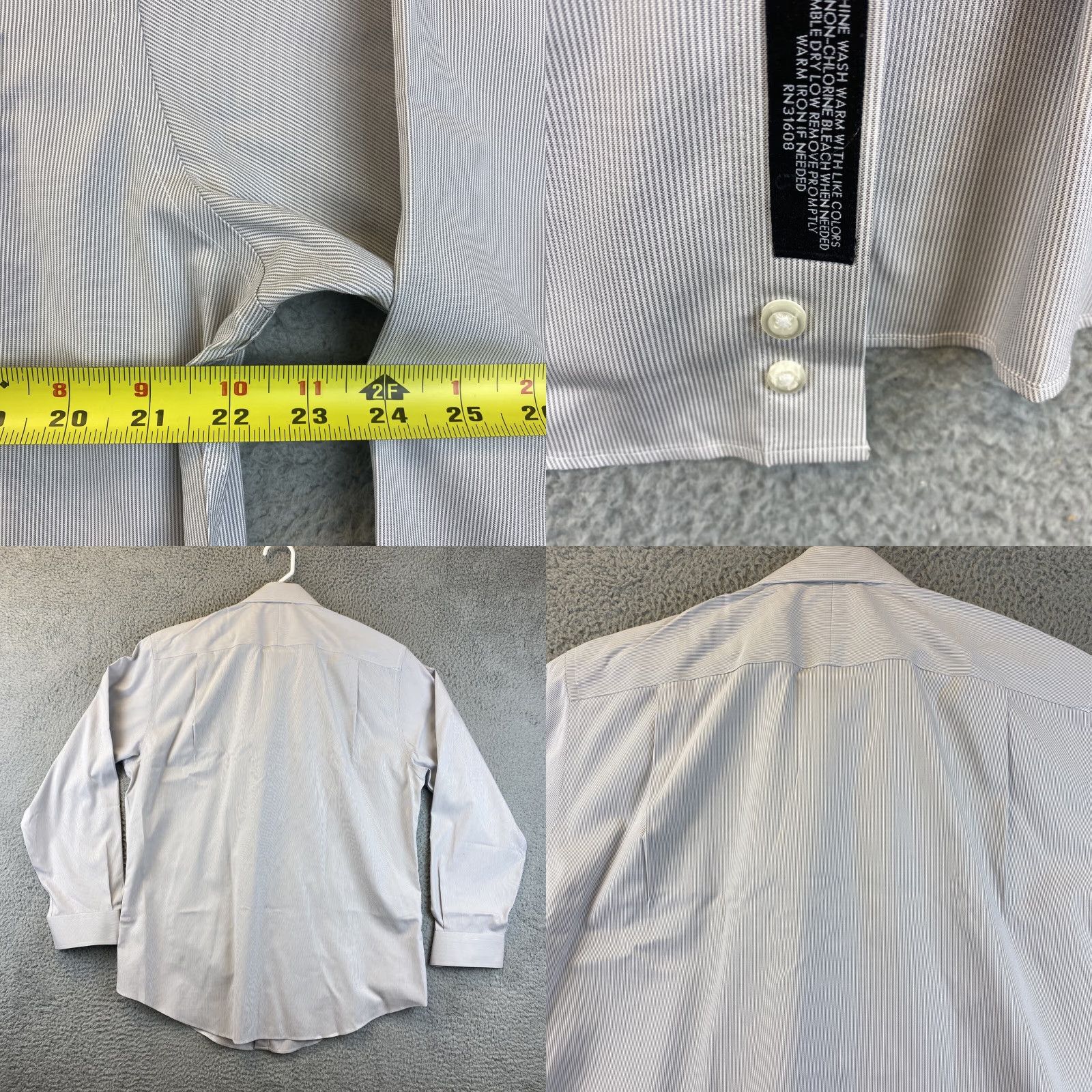 Jos. A. Bank Jos. A. Bank Men's Button-Up Shirt Long Sleeve Tailored Fit Gray Stripes Size L Business Size US L / EU 52-54 / 3 - 8 Thumbnail