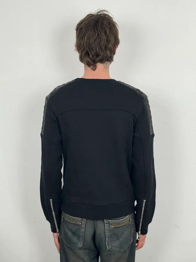 Balmain 2010s Balmain Black Quilted Leather Pocket Sweater Size US M / EU 48-50 / 2 - 3 Thumbnail