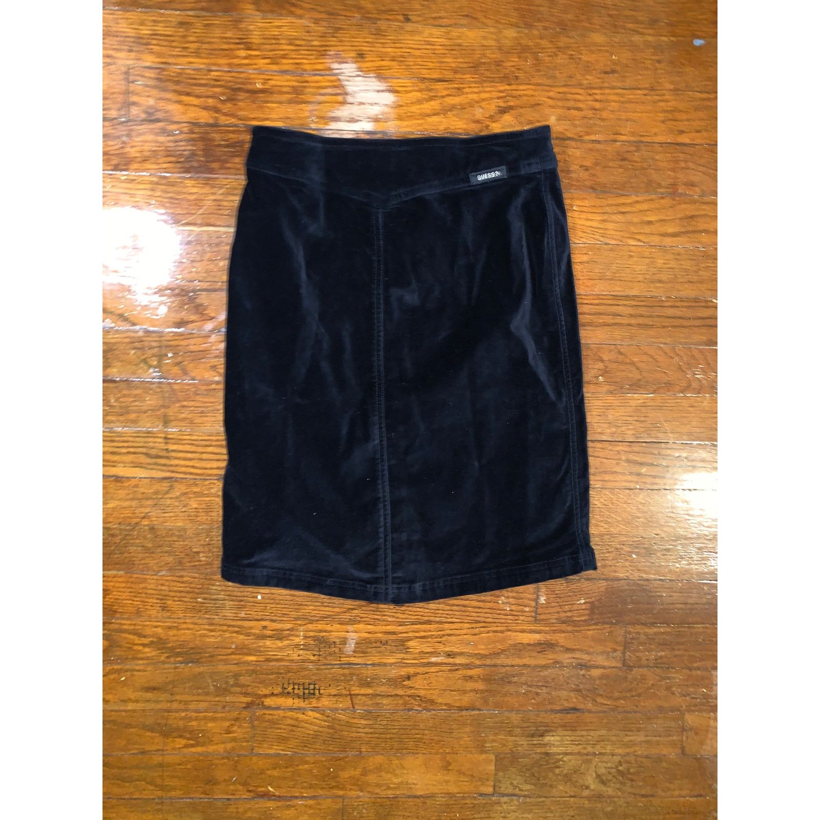 Guess Guess Jeans Black Velvet Pencil Skirt Women Size 24 Y2K Midi Size 24" / US 00 / IT 34 - 3 Thumbnail