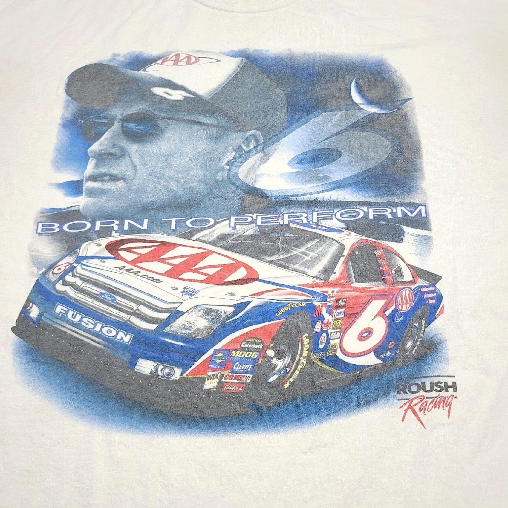 Hanes VINTAGE Mark Martin Nascar T-Shirt 2XL Roush Racing White Born To Perform Live To Race Mens Size US XXL / EU 58 / 5 - 2 Thumbnail