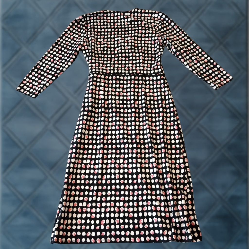 Talbots Talbots Dress S Black Pink Geometric Long Sleeve Wrap Midi V-Neck Pullover Womens Size S / US 4 / IT 40 - 1 Thumbnail