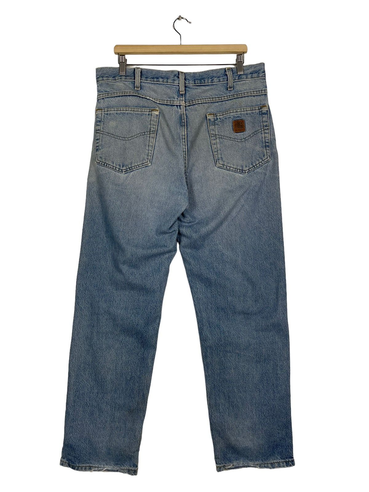 Carhartt Vintage 90s Carhatt Light Blue Ripped Denim Jeans Size US 37 - 13 Thumbnail