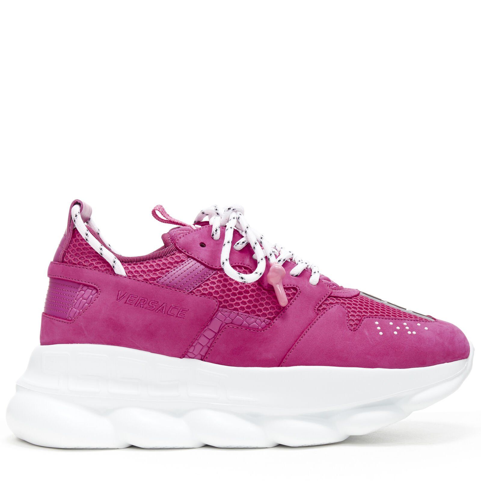 Versace new VERSACE Chain Reaction Blowzy all pink suede low top chunky sneaker EU39 Size US 6 / EU 39 - 1 Thumbnail