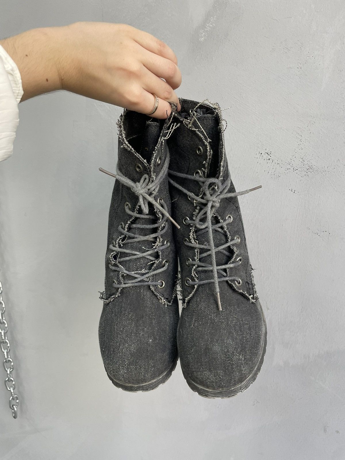 Japanese Brand Vintage Grey Distressed denim guidi style Up Boots Size 41 Size US 8 / EU 41 - 5 Thumbnail