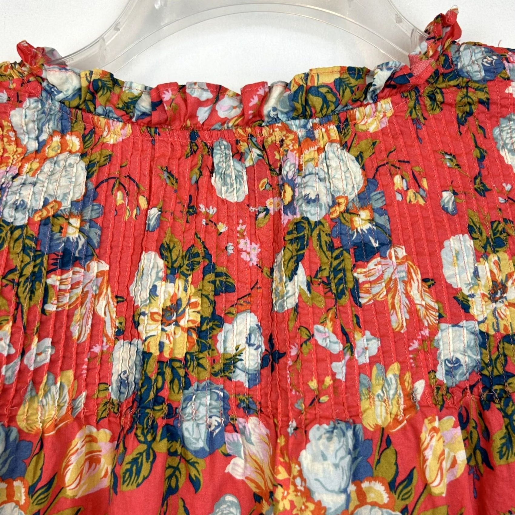 J.Crew J.CREW Blouse Shirt Womens 4 Regular Orange Boho Peasant Long Sleeve Button Mock Neck Lightweight Cotton Vintage No Size S / US 4 / IT 40 - 7 Thumbnail