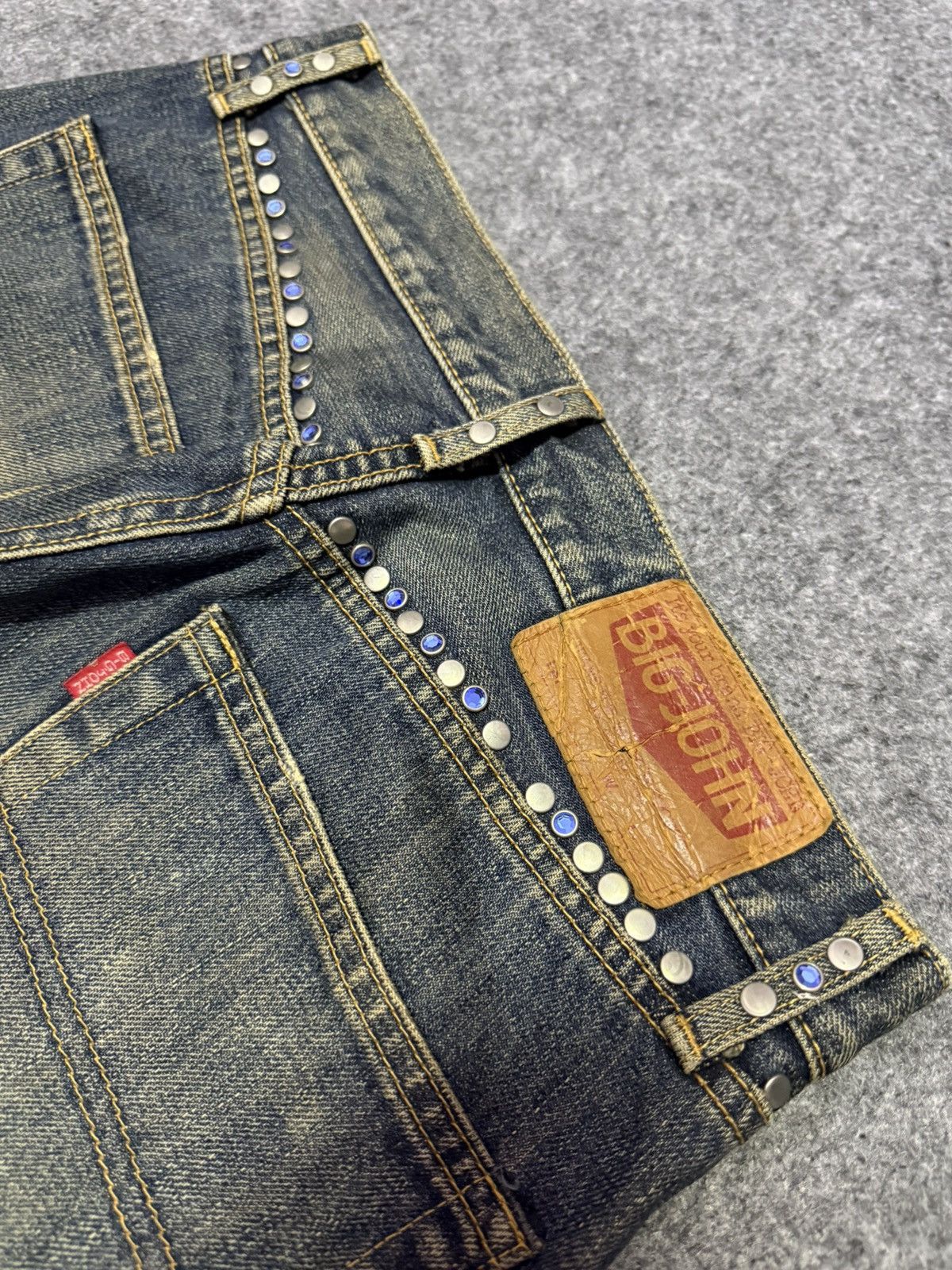 Big John × Edwin × Japanese Brand 90s Big John Studded Gemstone Tribal Flame Mud Wash Jeans Size US 30 / EU 46 - 14 Thumbnail