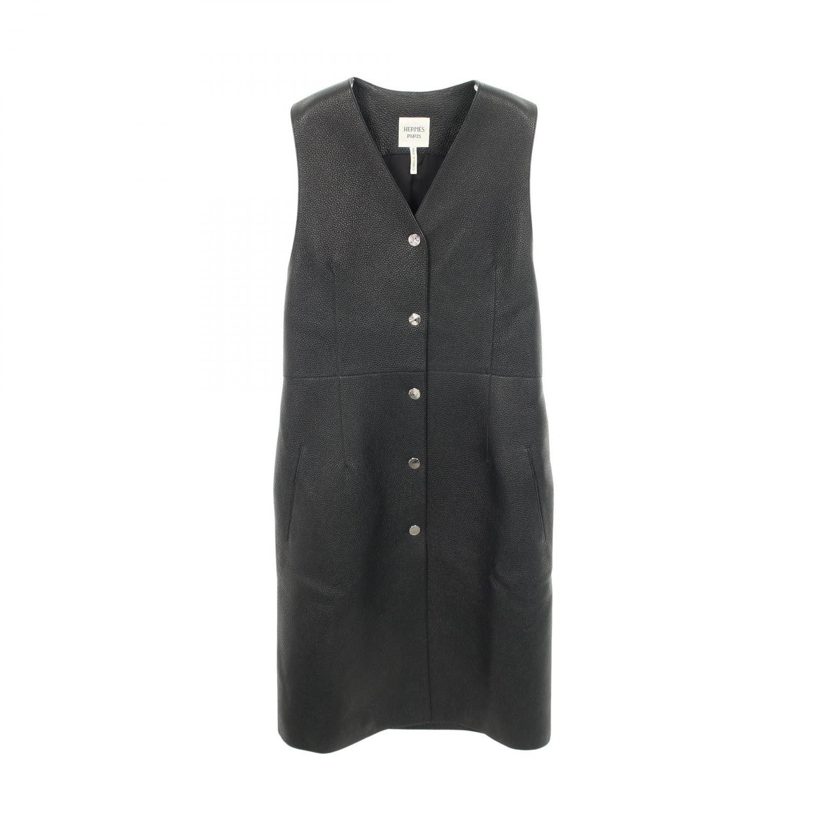 Hermes Hermes Hermes Serie Button Deerskin Long Gilet Vest Leather Tops DUTY FREE for USA Size ONE SIZE - 1 Thumbnail