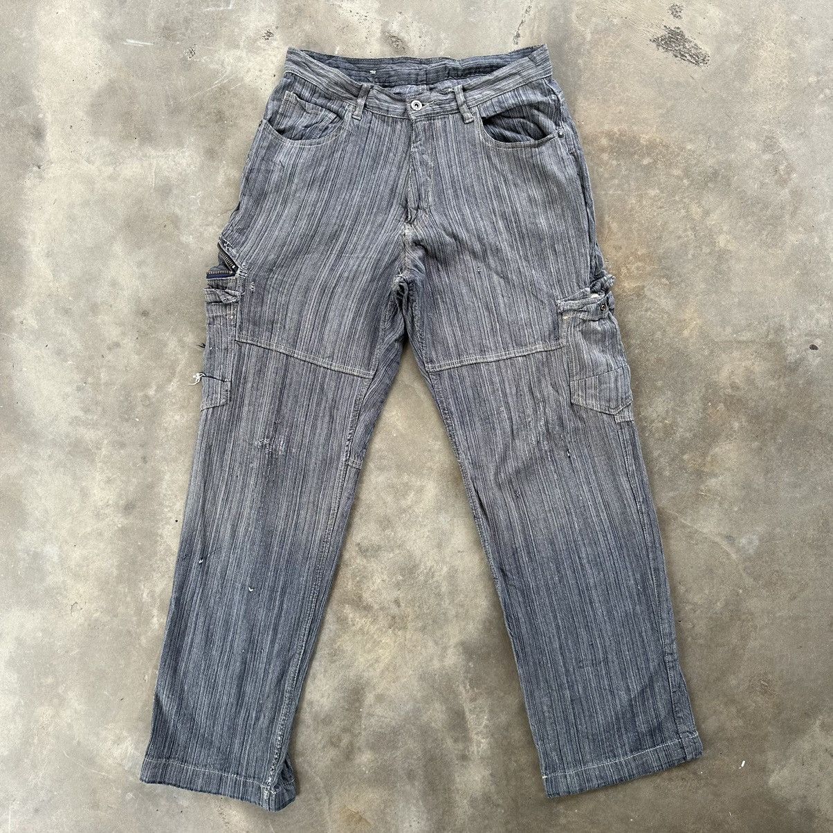 Japanese Brand × Jean × Vintage Vintage Dogman Faded Stretch Denim Cargo Pants Size US 31 - 1 Thumbnail