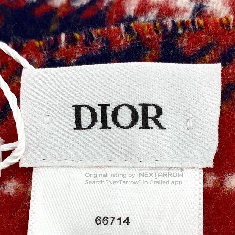 Dior Dior Red plaid letter inlaid wool tassel scarf Size ONE SIZE - 8 Thumbnail