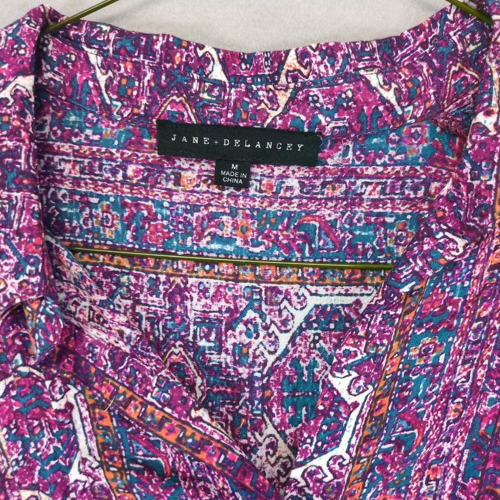Other Jane & Delancey Women's M Oversized Boho Print Button Blouse Size M / US 6-8 / IT 42-44 - 2 Thumbnail