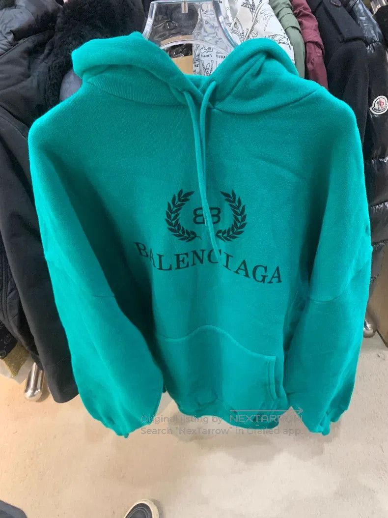 Balenciaga Balenciaga Lake Green Wheat Ear Logo Hoodie Size US L / EU 52-54 / 3 - 1 Thumbnail