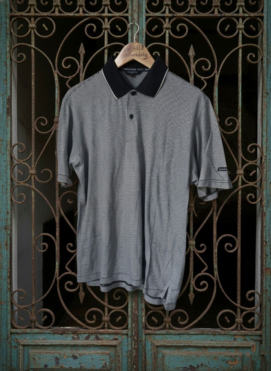 Burberry Vintage Burberry Micro Stripe Polo Shirt Black Collar Size US L / EU 52-54 / 3 - 1 Thumbnail