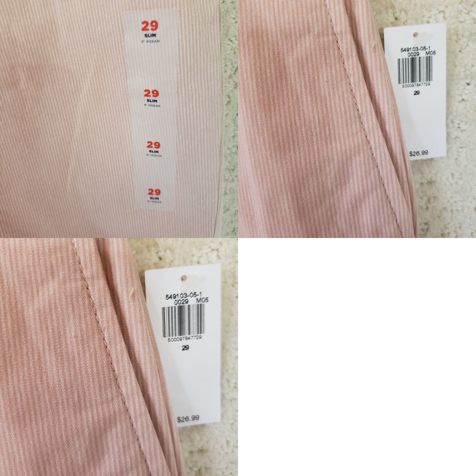 Old Navy Old Navy Pink Stripe Slim Fit Men's Chino Bermuda Shorts 29x9 Flat Front Casual Size US 29 - 9 Thumbnail